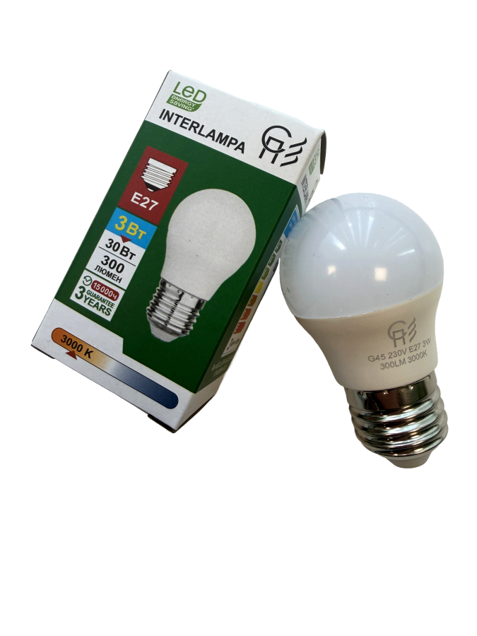 LED лампа E27 3W 3000K 230V